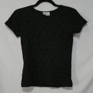 WORN OUT Lingerie Black Lace Short Sleeve Top - Size Medium